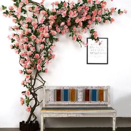 Decorative Flowers Home Decor Artificial Rose Tree Blossom Trees Fake Real Wood Stems And Lifelike Leavesreplica Plant
