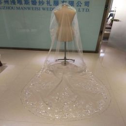 2019 One Layer Wedding Veils 3 Meters Long Cathedral Length Rhinestones Beaded Real Image Tulle Bridal Veil With Comb 304k