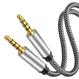 3.5mm Nylon Braided Aux Cable 5FT 1.5M Audio Auxiliary Input Adapter Male to Male Cord for Headphones Car Home Stereos Speaker iPhone iPad iPod