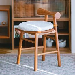 Kitchen Storage Cherry Wood Butterfly Stool Simple Household With Back Makeup Round Solid Light Luxury Chair Cushion