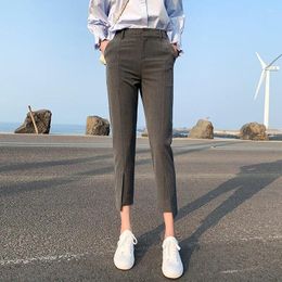 Women's Pants Black Suit 8 Points Small Split Personality Skinny Thin Korean Style Cropped Professional Casual