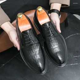 Casual Shoes Men Formal Dress Shoe Black Patent Leather Lace Up Point Toe Business For Wedding Party Office