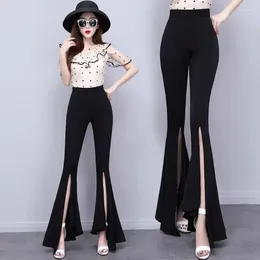 Women's Pants Ladies Split Hem Bell-bottoms Women Clothing Girls High Waist Zipper Trousers Female Streetwear Clothes Py8122