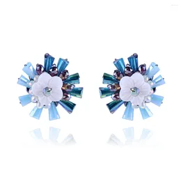 Stud Earrings Trendy Crystal For Women And Girls Handmade Beaded Round Shape Statement Jewellery Bijoux 3378