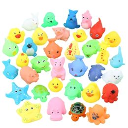 10 Pcs/Set Baby Cute Animals Bath Toy Swimming Water Toys Soft Rubber Float Squeeze Sound Kids Wash Play Funny Gift Dropshipping