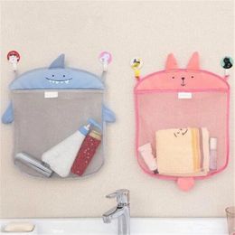 Storage Bags Cartoon Wall Hanging Kitchen Bathroom Knitted Net Mesh Bag Baby Bath Toys Shampoo Organiser Container