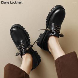 Casual Shoes Loafers Platform Black Vintage Women Comfortable Lace Up Oxford Women's Lolita Platforms Heels
