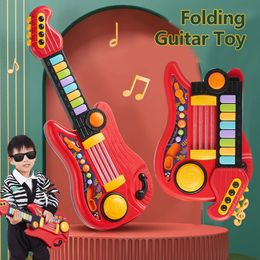 Kids Guitar Toy 2 In 1 Folding Musical Instrument Electronic Piano Brain-Training Educational Toys Birthday Gift for Girl Boy 240518