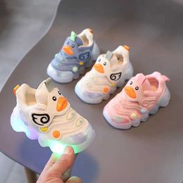 Athletic Outdoor Athletic Outdoor Childrens Led casual shoes cute cartoon duck sports shoes childrens luminous tennis shoes boys and girls WX5.22455