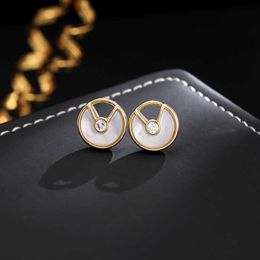 Cart Earring Dignified and Glossy Earrings Plated Genuine Gold Silver Needles with Minimalist Style Round Fashion with Original Earring 4fz4