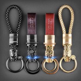 Keychains Honest Luxury Key Chain Men Women Car Keychain For Ring Holder Jewelry Genuine Leather Rope Bag Pendant Fathers Day GiftKeych 207h