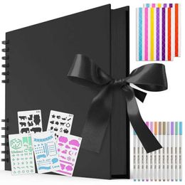 Albums Books 80 Page DIY Album Set Clip Book Paper Picture Album 12 Marking Pen Colour Photo Corner Q240523