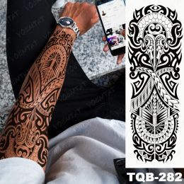 Large Arm Sleeve Waterproof Temporary Tattoo Sticker Dark Maori Mayan Tribal Totem Viking Tatoo Women Men Body Art Fake Tattoos