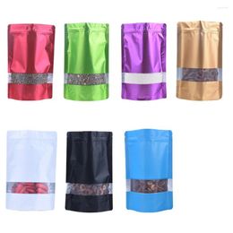 Storage Bags 100Pcs/lot 12x20CM Doypack Aluminum Foil Plastic Packing Bag With Window Mylar Self Seal Snack Zipper Package Pouches