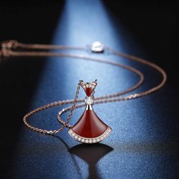 Master designed exquisite retro Jewellery Bulgarly limited necklace Silver fanshaped skirt Necklace White red have Original logo