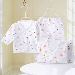 Newborn Cotton Soft Skin-Friendly Cartoon Print Pama Sets Baby Unisex Clothes Cute Breathable Long Sleeve Home Sleepwear Set L2405