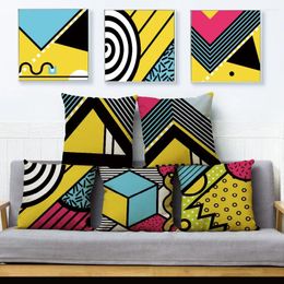 Pillow Art Style Patchwork Geometric Cover For Sofa Home Decor Throw Pillowcase Print Case Linen 45 45cm