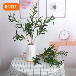 Decorative Flowers Olive Branches Indoor Decoration Artificial Plants Natural-looking Green Realistic Wedding Greenery Eye-catching Durable