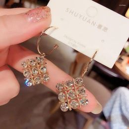 Stud Earrings Needle Korean Dongda Fashion Versatile Square Rhinestone Temperament Net Red Personalised