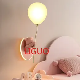 Wall Lamps Children's Room Decoration Bear Balloon Lamp 2024 Indoor Lighting Resin Glass Cartoon Lights For Home