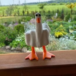 Creative Funny Little Duck Personalized Middle Finger Resin Statue Home Desktop Craft Ornament Garden Sculpture Decor Gift 240524