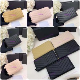 Socialite style Luxury Women Y gold and silver brand Wallet Designer long zipper purses Card Holder Coin Purse Y Purse Caviar Flap Clutch Small Wallet 10A High Quality