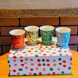 Fashion Pretty Bone China Colour Polka Dot Mug Four Colour Water Cup Coffee Cup Couple's Cups Gift Box Packaging