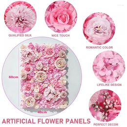 Decorative Flowers Artificiales Flower Panel Pink Wall For Bedroom Decoration Party Wedding Decor Silk Panels Decorations