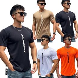 Men's T-Shirts Summer running Fitness T-shirt men Slim Fit Fashion Brand Short sleeved Mens shirt Mesh sports T-shirt Round Neck Training Tops J240522