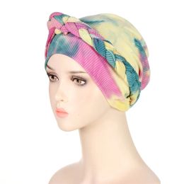Braids Print Chemo Caps Women Indian Turban Underscarf Wrap Bonnet Beanies Cancer Hat Hair Loss Islamic Headscarf Headwear Cover