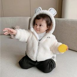 Jackets Bear Animal Cosplay Plush Hooded Jacket Girls Coat Kids Winter Outerwear Thicken Warm Toddler Outdoors Snowsuit Casual Clothes