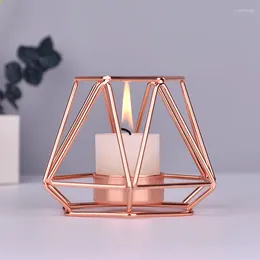 Candle Holders Simple Wrought Iron Geometric Nordic Style Home Decorate Metal Crafts Candlestick Holder Birthday Party Decor