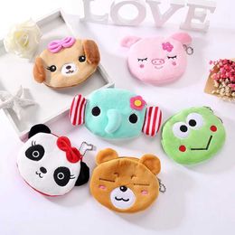 Purse FEDEAM Soft Plush Panda Dog Rabbit Cartoon Womens Coin Wallet Mini Cute Zipper Girl Coin Wallet USB Cable Bag Key Wallet Y240524