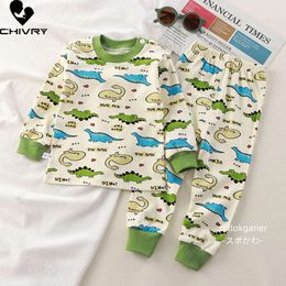 Kids Boys New Girls Pama Sets Cute Cartoon Long Sleeve T-Shirt Tops with Pants Toddler Baby Autumn Winter Sleeping ClothesF24525