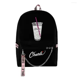 Backpack Cartoon Fashion Charli D'Amelio Backpacks Bags Kpop Key Chain Accessories Bag Boys Girls Candy Colour