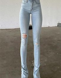 Jeggings For Women High Waist Blue Skinny Jeans Women Slim Stretchy Comfort Denim Trousers Fashion Summer Split Pants 2202225804846