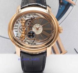 AeiPoy Watch Luxury Designer Series 18K Rose Gold Hollow Automatic Mechanical Watch Mens QAUU3