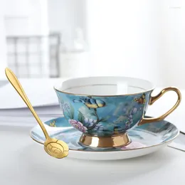 Cups Saucers European Style Luxury Coffee Cup Porcelain Gift Cappuccino Reusable Engilsh Tea And Saucer Sets Tasse Teacups