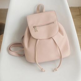Drawstring Women Backpack Soft PU Leather School Bags for Teenagers Girls Luxury Back Packs Backpacks for Women Shoulder Bags 240524