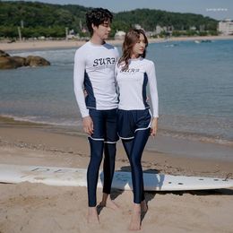 Women's Swimwear 2024 Rash Guards Men Women 4 Pieces Long Sleeve Shirt Shorts Couples Sport Bathing Suit Surfing Rashguard Wetsuit