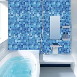 Wall Stickers 25# Kitchen Oil Proof Blue Square Wallpaper Self-adhesive Bathroom Home Decor Art Mural