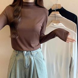 Women's T Shirts Fashion 2024 Women Tops Contrast Color Splice Winter Autumn T- Shirt Female Clothing Sexy Crop Top Clothes Casual Blouse