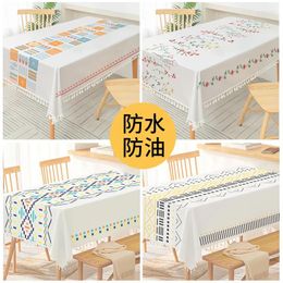 Table Cloth Wash Free Oil Resistant Waterproof Anti Scalding Cotton PVC Coffee Mat Nordic Light Luxury