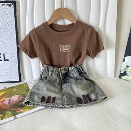 Brand kids tracksuits Summer girls dress designer baby clothes Size 90-140 CM Hot diamond letter logo T-shirt and denim skirt 24May
