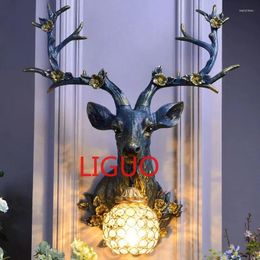 Wall Lamps Resin Deer Lamp Animal Vintage Luxury Shade LED Modern Decor Kitchen Light Bedroom Indoor Lighting Sconce