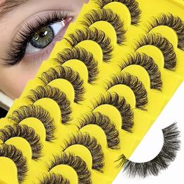 10 pairs Fluffy Wispy Curly Natural Volume Thick Faux Mink Lashes Enhance Your Eye Look with Long Lasting False Eyelashes 240511