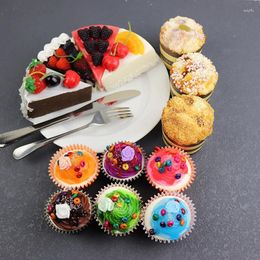 Decorative Flowers Artificial Fruit Cakes Dessert Fake Food Bread Simulation Cake Model Decoration Pography Props Tea Home Kitchen Display