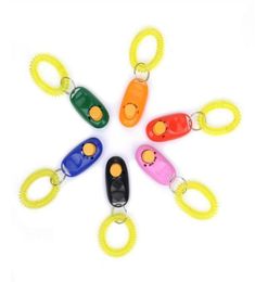 Dog Button Clicker Pet Sound Trainer with Wrist Band Aid Guide Pet Click Training Tool Dogs Supplies 11 Colours 100pcs4279759