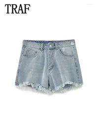 Women's Shorts 2024 Women Fashion Denim Ruffled Casual Mini Skirts Elastic