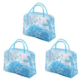 Cosmetic Bags 3pcs For Travelling Women Girls Gym Makeup Lightweight Clear Flower Large Capacity Bathing Multifunctional Outdoor Toiletry Bag